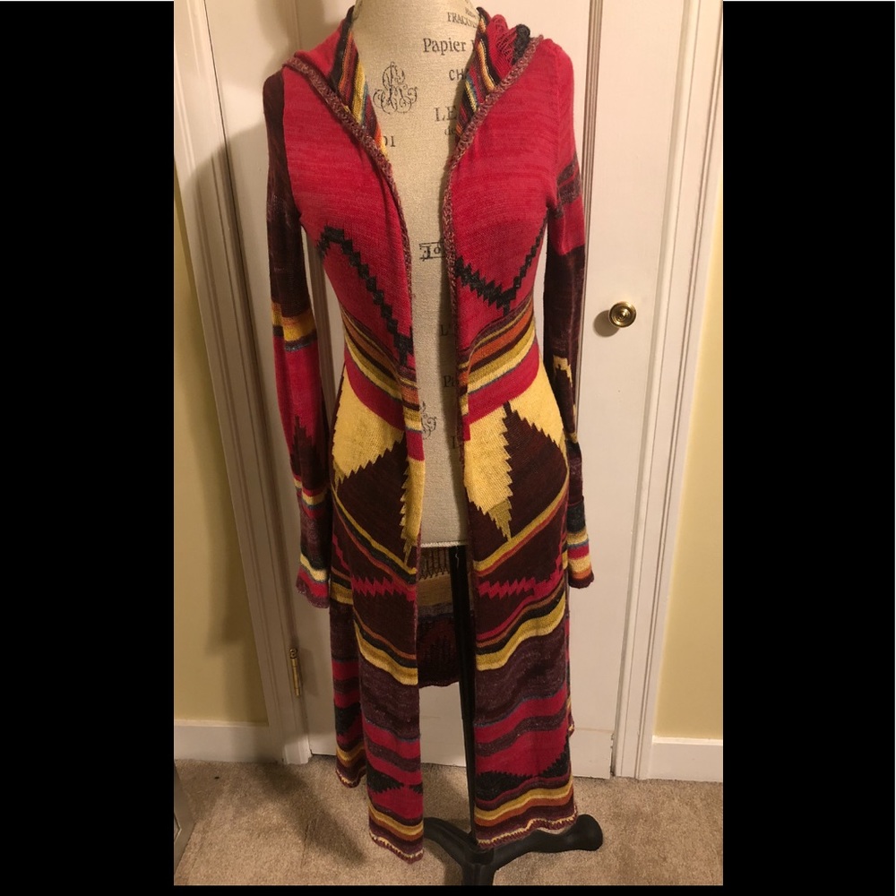 Free People Long Hooded Cardigan